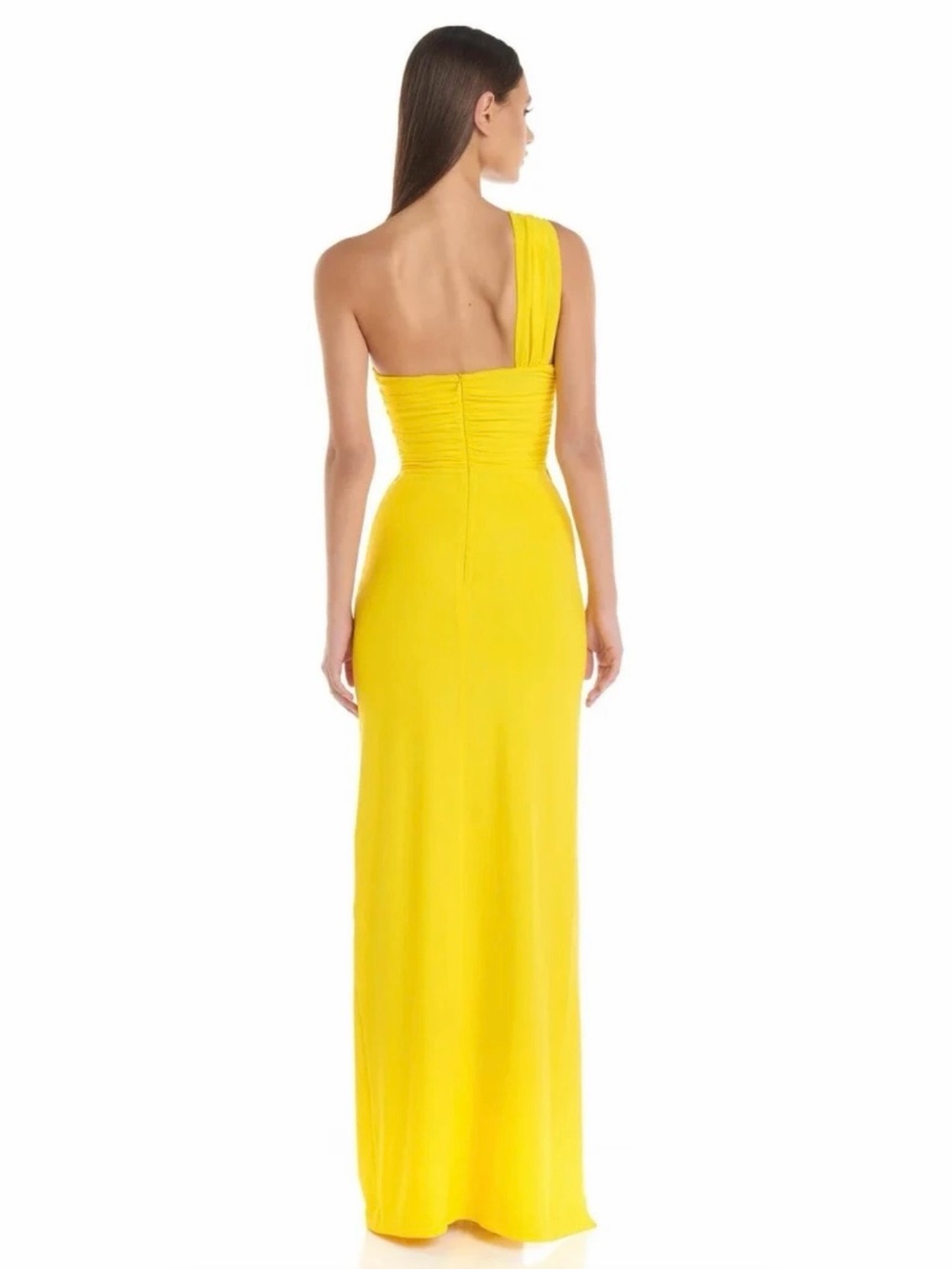 Angel Lane Yellow Ruched Prom Dress - Picture 4 of 5